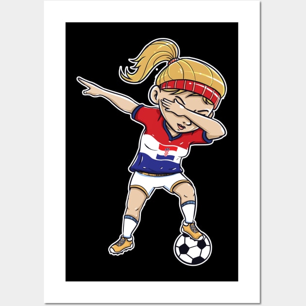 Dabbing Soccer Player Funny Croatia Fan T-Shirt girl Wall Art by Pummli